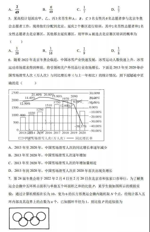 2022届高三数学冬奥会新题