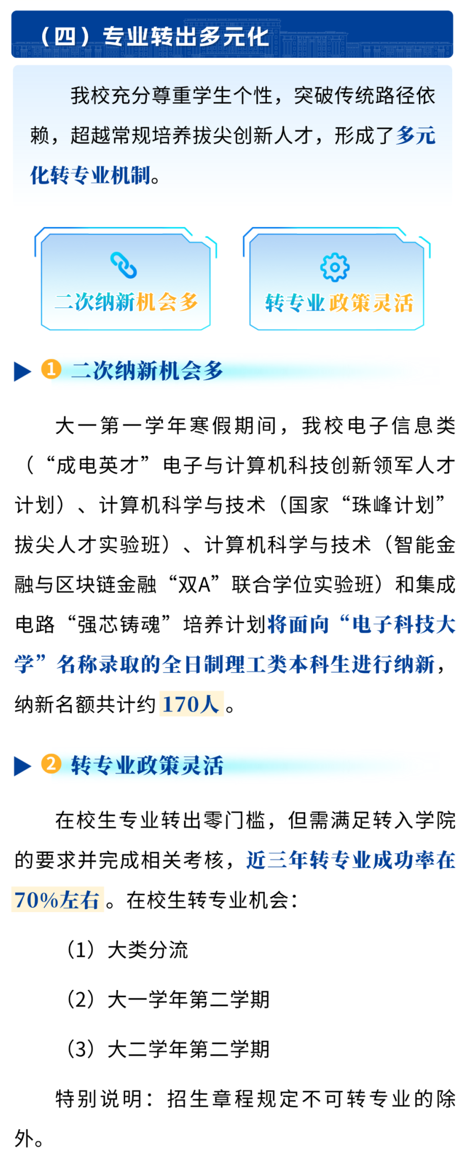 电子科技大学多元化专业 电子科技大学多元化专业